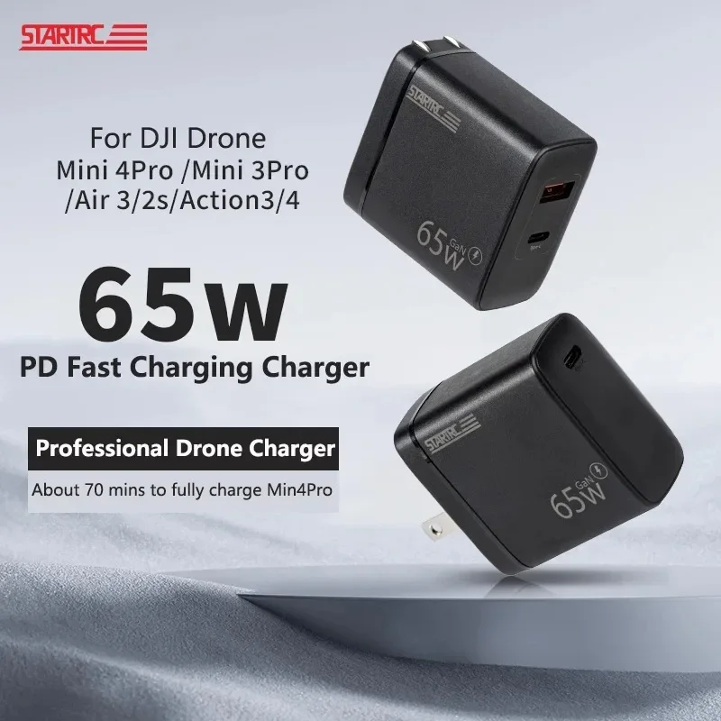 

STARTRC 65W Charger PD Fast Type-C Adapter Charging Hub for DJI Mavic 3/air 3/Mini 4 Pro/Mini 3/Pocket 3 2 Charger Head