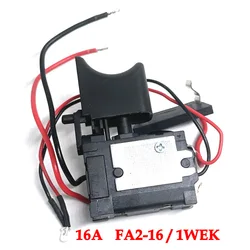 Interruptor de taladro eléctrico de 16A CC, interruptor de control de velocidad a prueba de polvo, conector FA2-16/1WEK 5E4 DC 7,2-24V