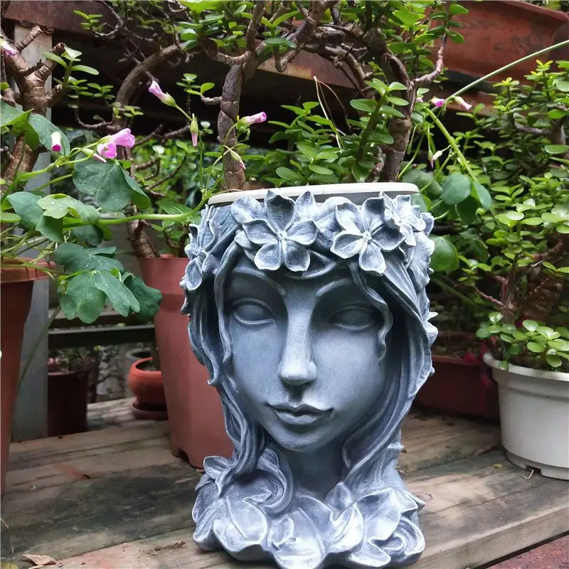 

European Goddess Fleshy Flower Pots Resin Adornments Courtyard Landscape Figurines Decoration Garden Balcony Sculpture Crafts