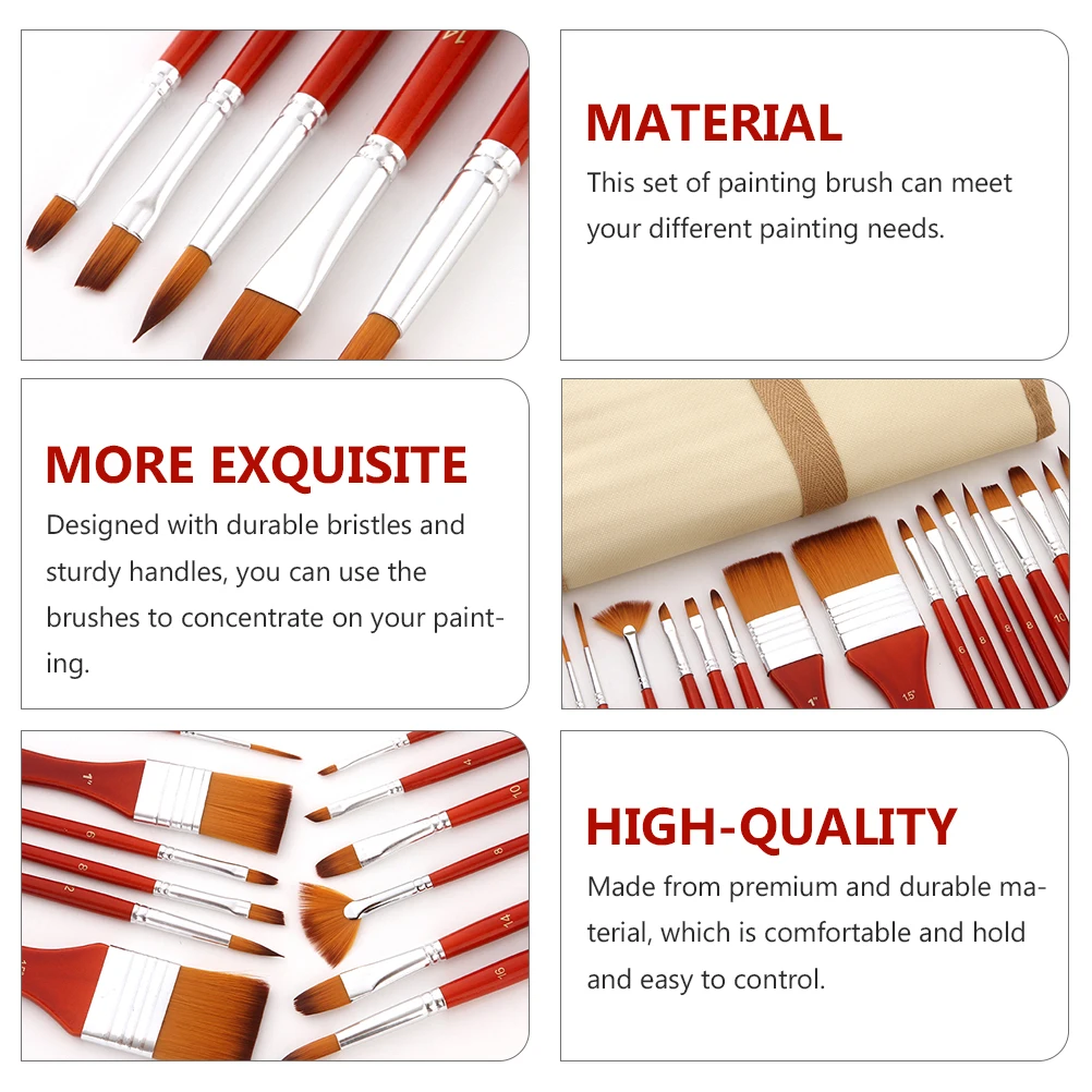 

24Pcs Painting Brush Set Nylon Oil Watercolor Drawing Brushes Portable Art Tools for Painting Crafts Storage Bag