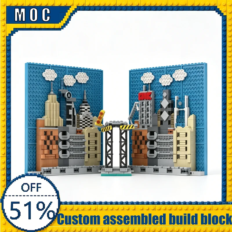 

1221PCS City View Book Nook MOC Creative Building Blocks Architecture Model Educational DIY Assembly Toy Birthday Christmas Gift