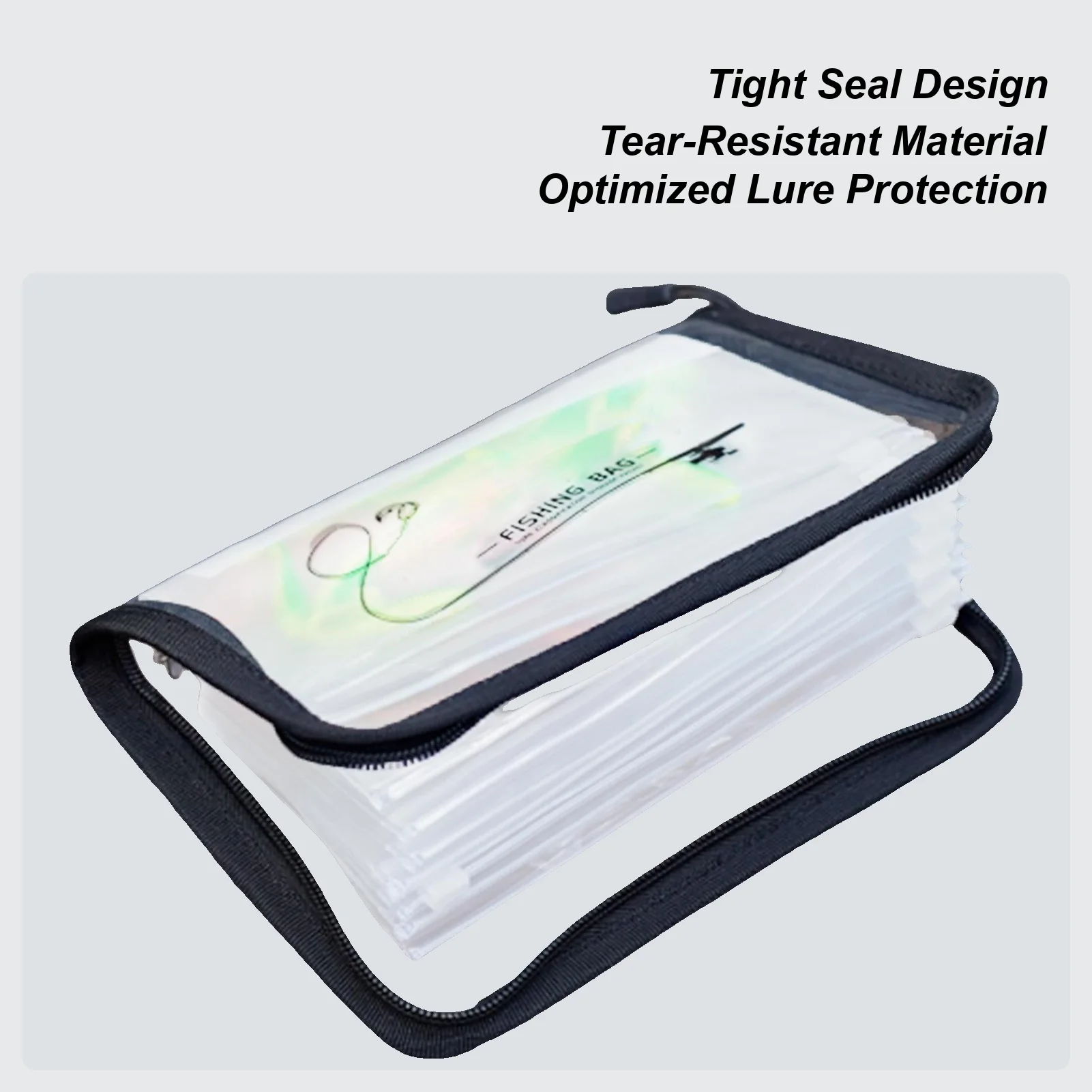 Bolsa para señuelos de pesca, carpeta de 10 páginas con anillas, bolsa transparente de PVC para señuelos, funda para cebo de pesca para barco, playa, río, estanque, agua salada