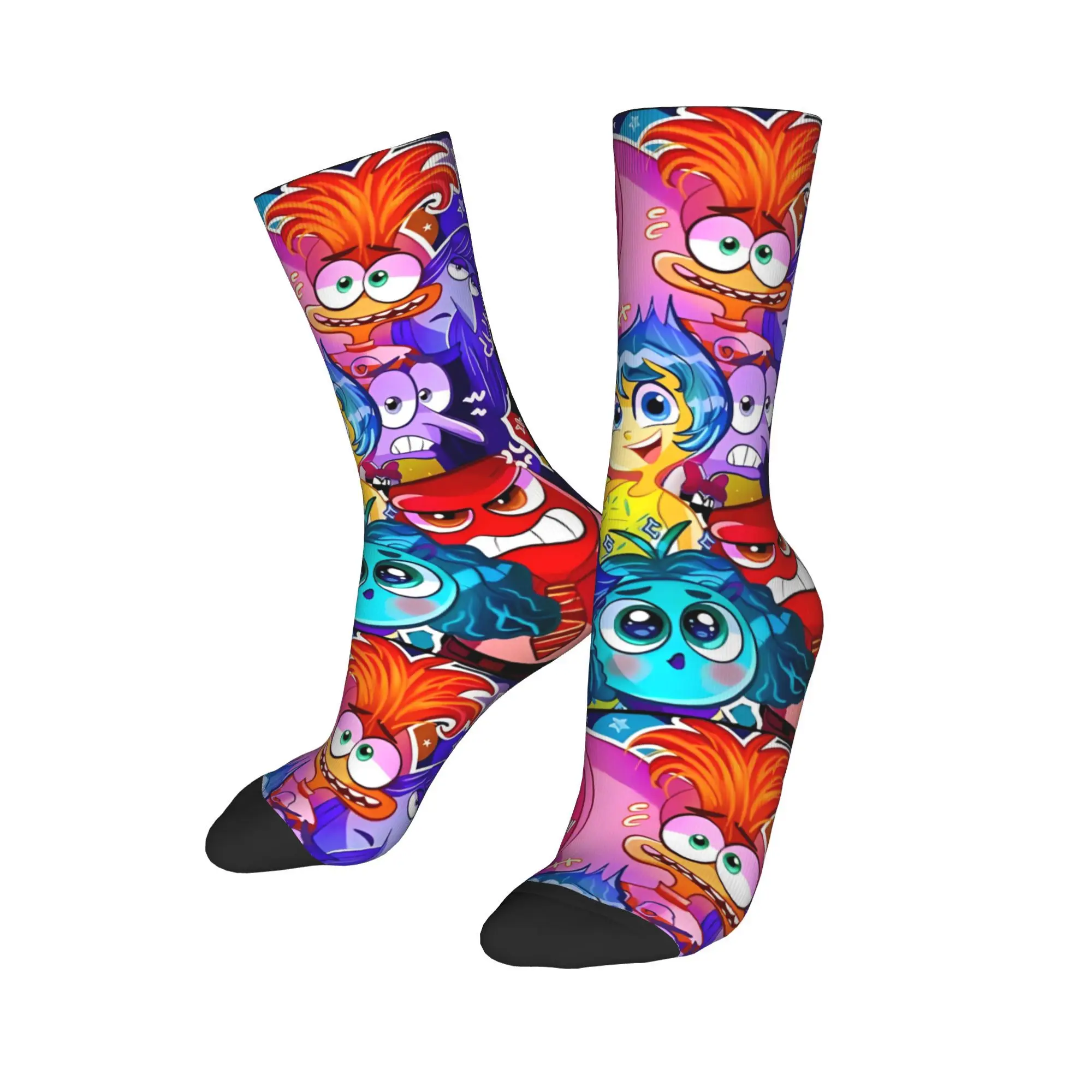 Fashion Women Men Crew Socks Inside Out 2 Cartoon Merch Soft Emotion Movie Sweat Absorbing Socks