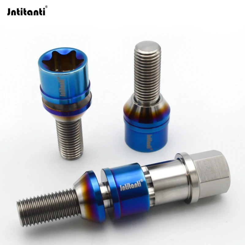 Jntitanti Gr5 titanium wheel bolt lug screw M14x1.25x28-45mm Torx with free cone washer for BMW Mini Toyota Supra