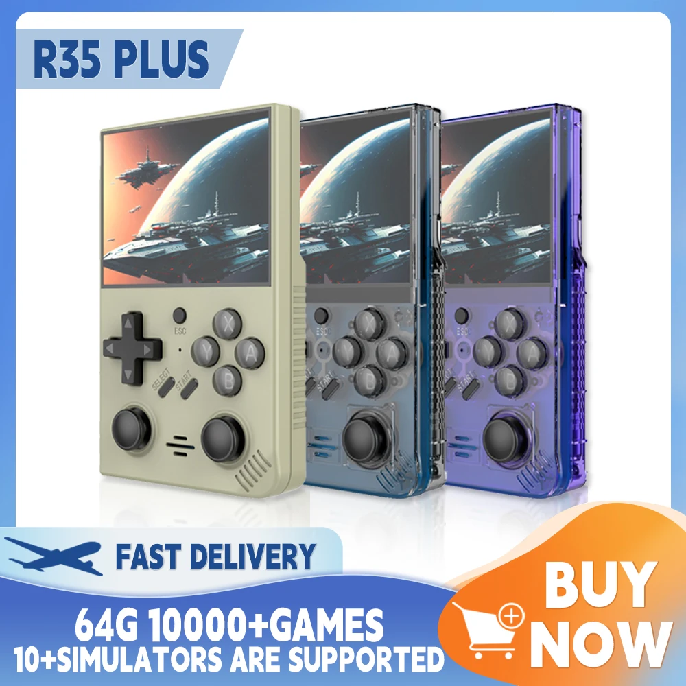 R35 PLUS Portable Handheld Game Console 3.5'' IPS Screen 640x480 Linux System Retro Game Video Player Double Joystick 10000 game