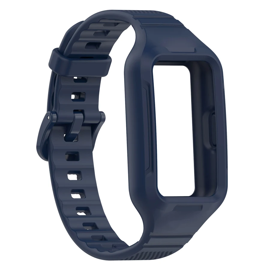 Band voor Huawei Band 6 7 8 9 10 Polsband Zachte siliconen band met hoesje Vervanging Armband voor Huawei Band 6 7 8 9 10 Riem