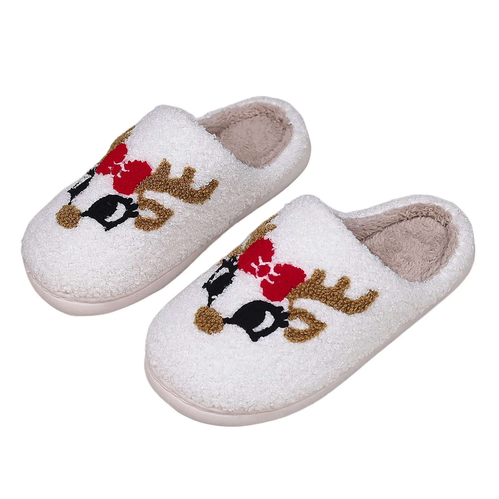 Furry Women Memory Toe Slip Winter Christmas Keep Home Prints Slipper Flat Womens Foam Warm coppie uomo Cartoon On Round