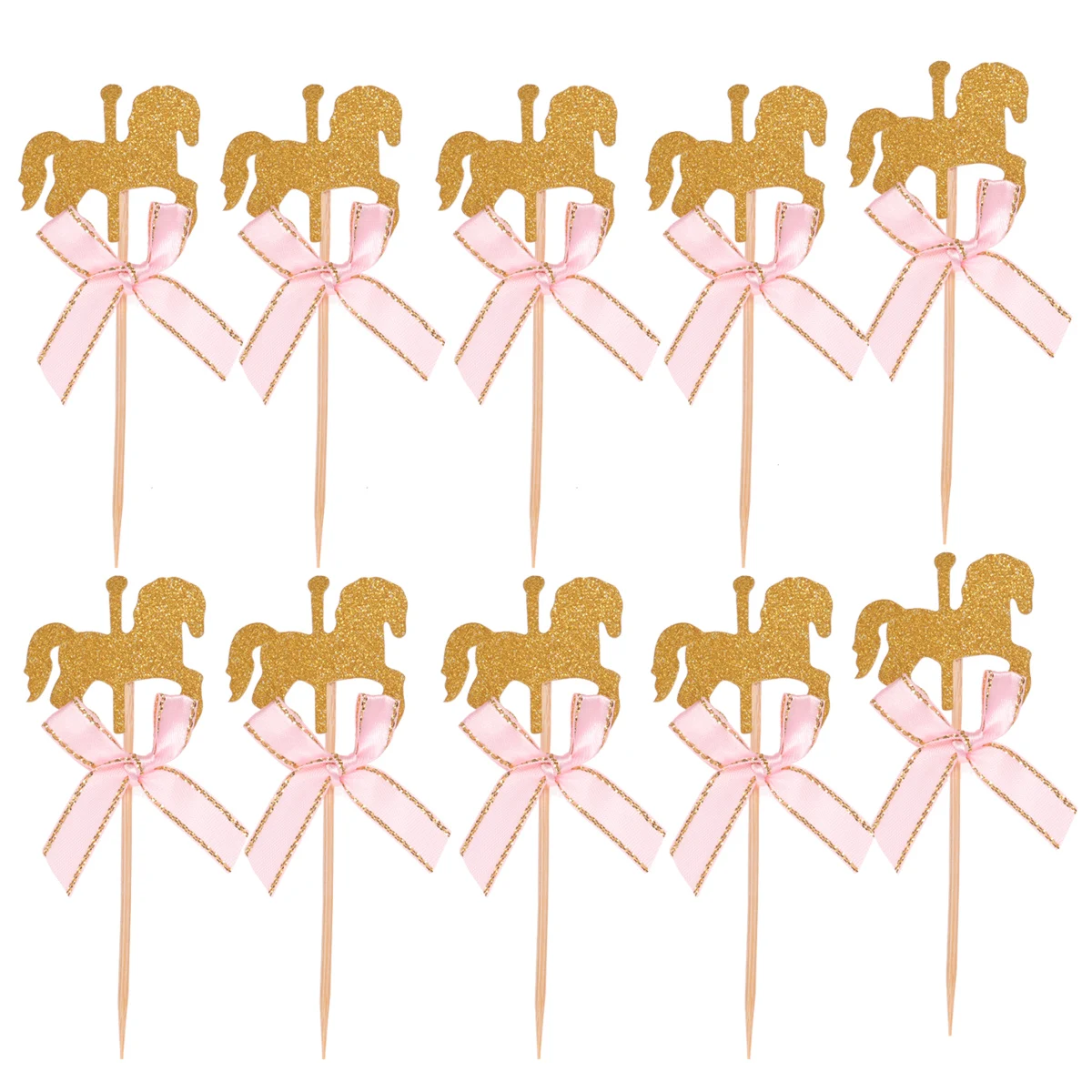 

20pcs Cupcake Decoration Toppers Birthday Party Halloween Bowknot Carousel Shape Picks Dessert Decorations Cupcake Insert