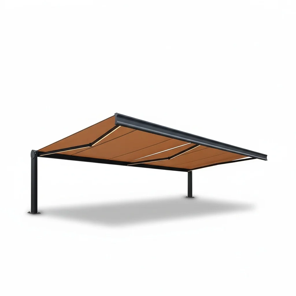 HDPE Shade Sail, Aluminum Frame Retractable Awning, Anti-UV Canopy, Customizable Outdoor Patio Awning, Garden Sun Protection
