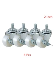 4 개/몫 M8/M10 2 인치 범용 휠 흰색 Pp 나사 캐스터 브레이크 플라스틱 작은 쇼핑 카트