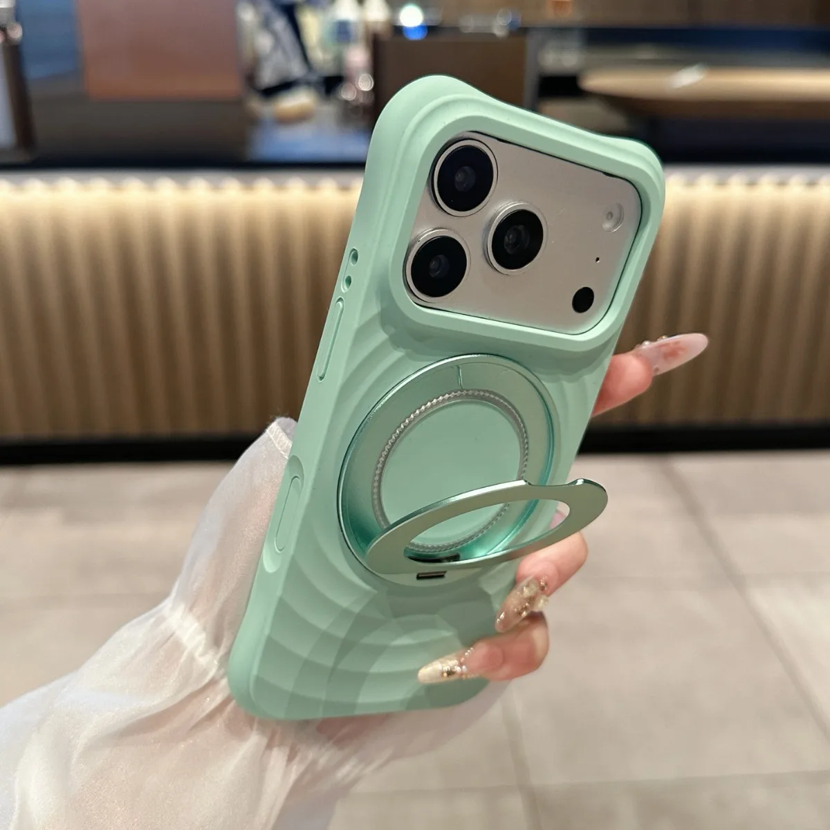 Flüssiges Weichsilikon-Gehäuse mit 360° drehbarem Ringhalter für iPhone 18 17 Pro Max 16 15 Pro, magnetischer Schutz für das Telefon.