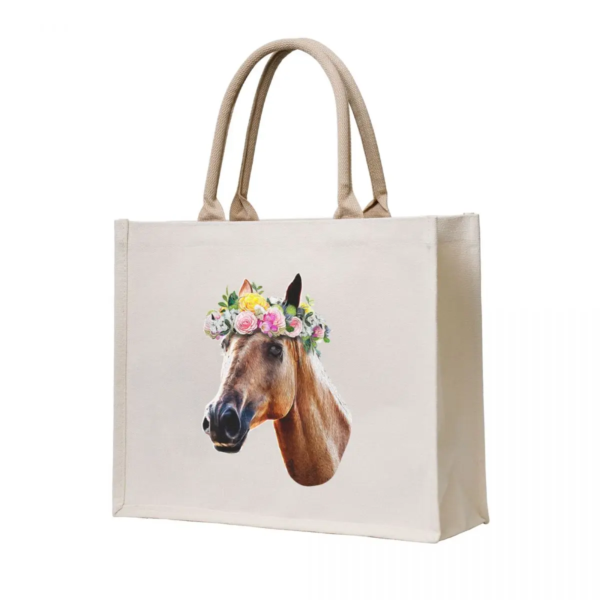 

Floral Horse Horseback Riding Equestrian Farm Funny Animal Lover Tote Bag shopping trolley bag Women's bags tote bags cloth bags