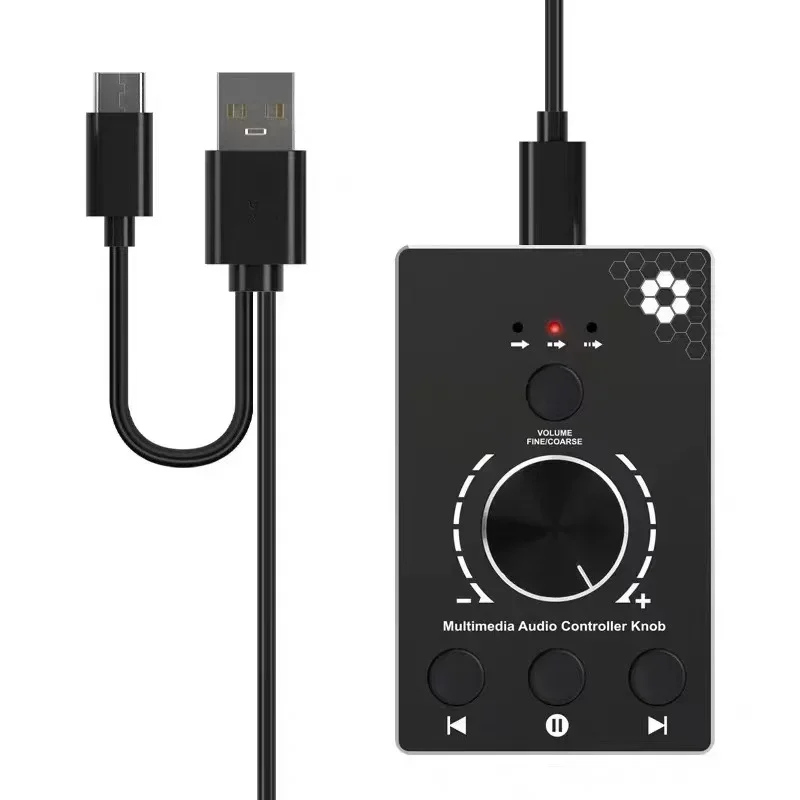 Tombol kontrol Volume Speaker komputer USB, pengontrol satu klik fungsi bisu dan 3 mode kontrol Volume penyesuaian Audio