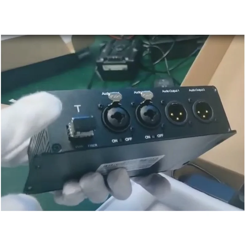Passive Microphone 48V Phantom Power XLR Audio Over Fiber Optical 2 Channel BIDI Audio Signals