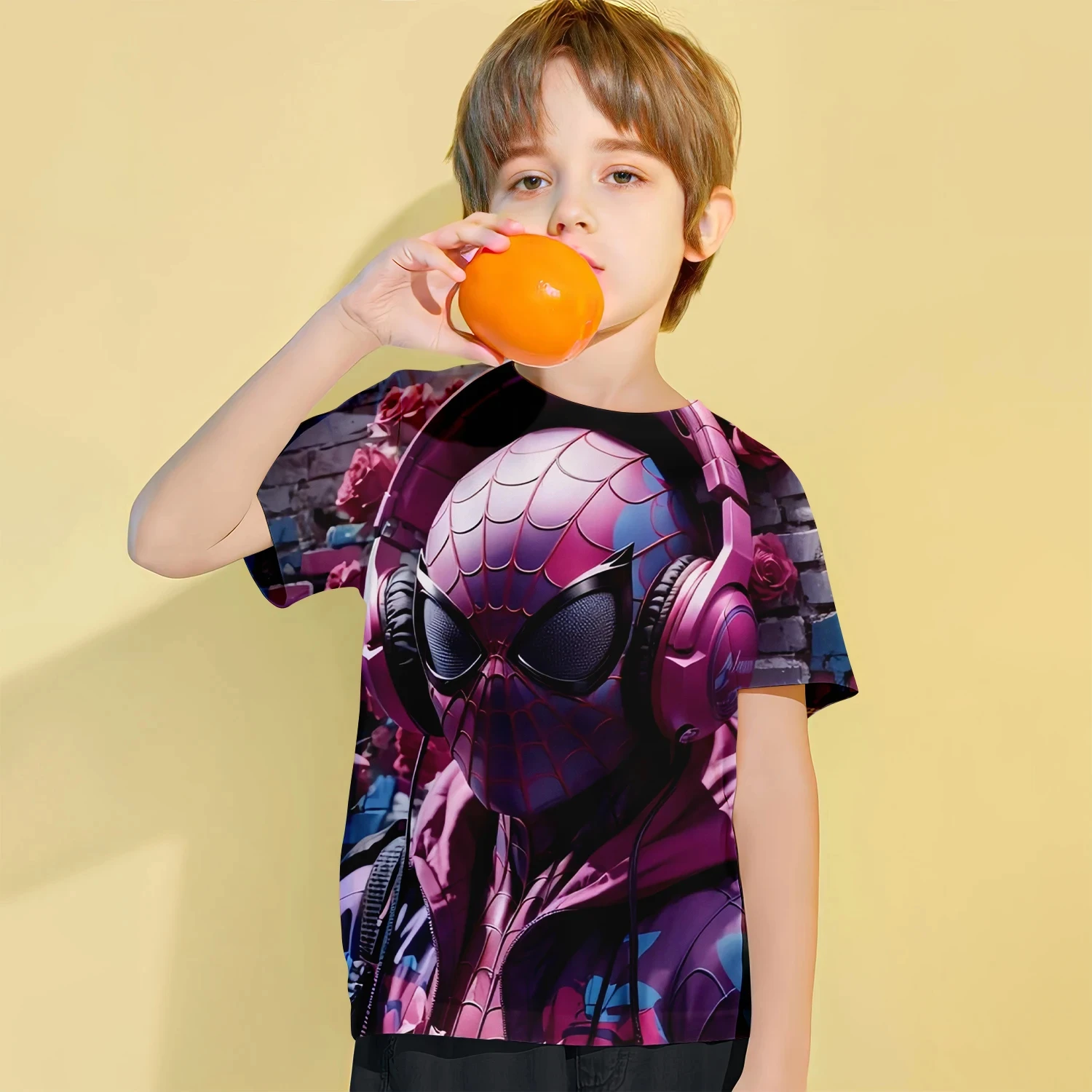 Spider-Man 3D Print Boy Girl's T-shirt Kids Casual Short Sleeve Crew Neck Top Summer Daily Wear Top