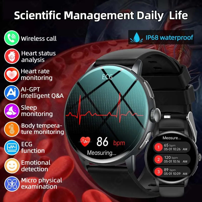 

LIGE Smart Watch Women's Health ECG Heart Rate Sleep Monitor Blood Uric Acid Temperature AI-GPT Intelligent Q&A SOS Smartwatch