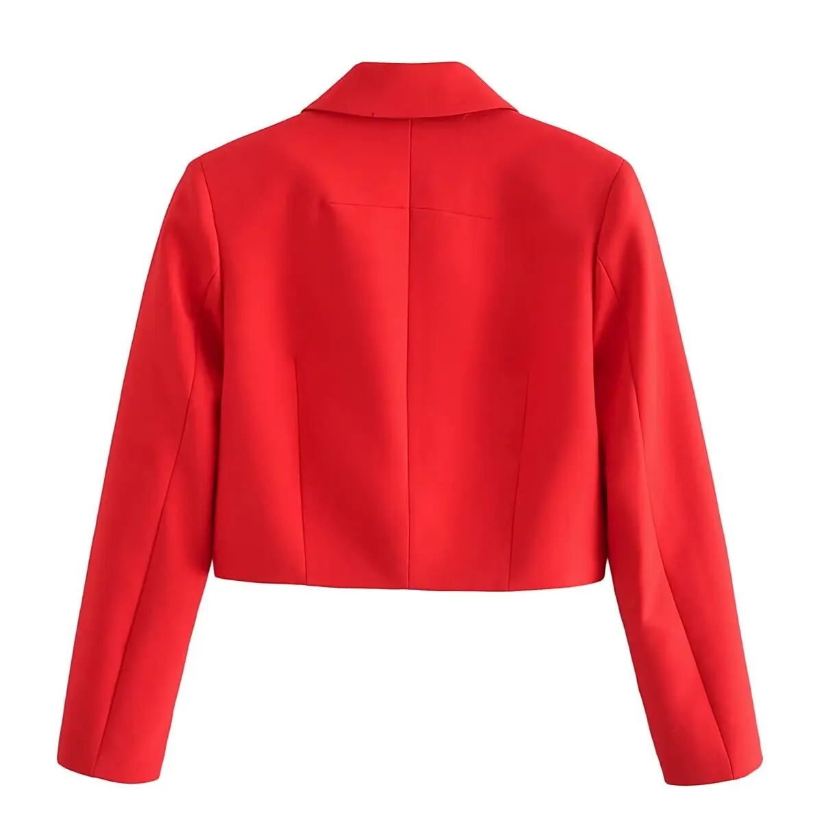 TRAF Red Women\'s Tailoring Blazers Button Cropped Blazer Women Streetwear New in Jackets Woman 2024 Holiday Short Blazer Woman