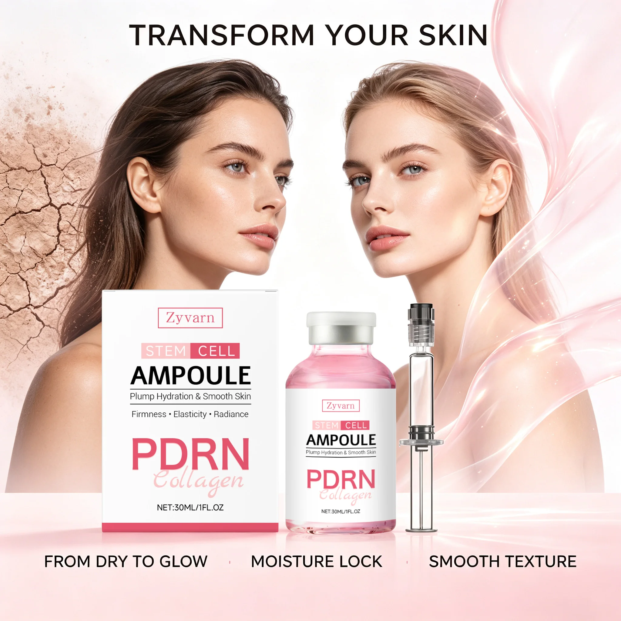 PDRN Salmon DNA Ampoule Serum Hydrolyzed Collagen Stem Cell Skin Booster Plumping Anti Wrinkle Glass Skin Repair Serum