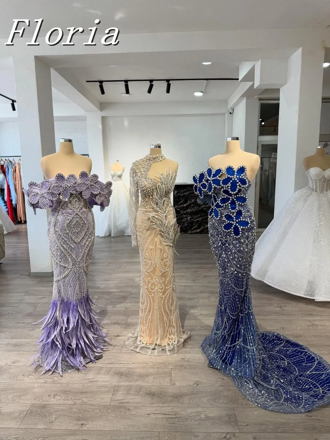 Multistyle Classic 3D Handmade Heavy Made Mermaid Evening Dresses Haute Couture Crystals Long Prom Party Gowns Customized