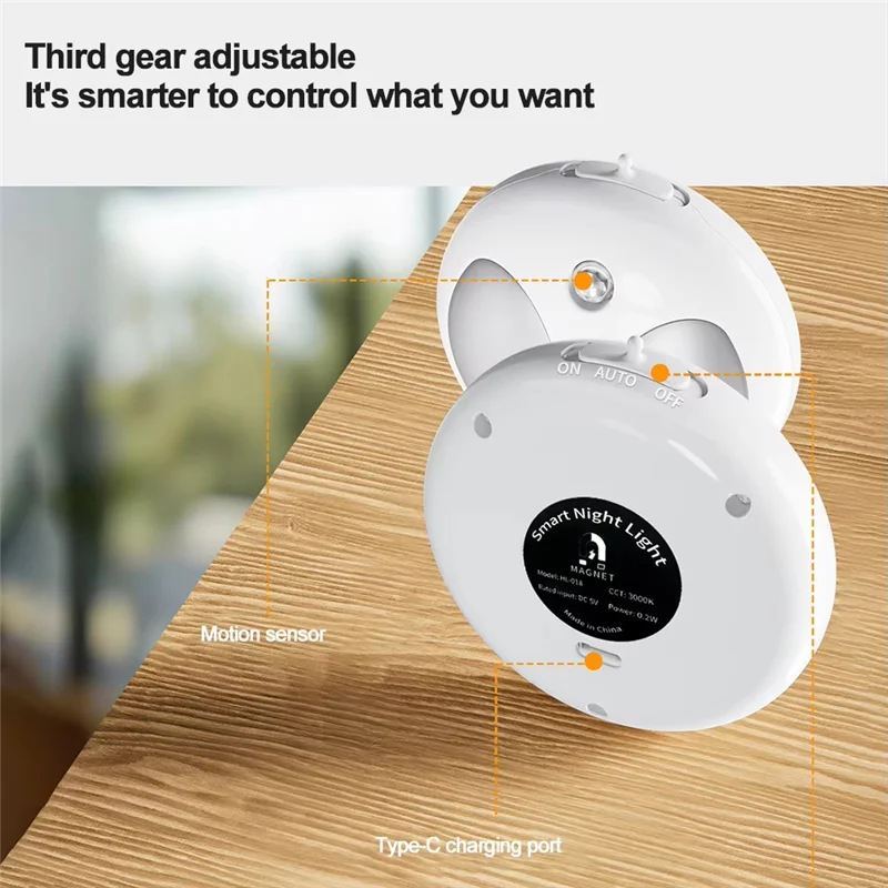

TFTP-Motion Sensor Night Light Magnetic LED Closet Light Rechargeable Mini Nightlight