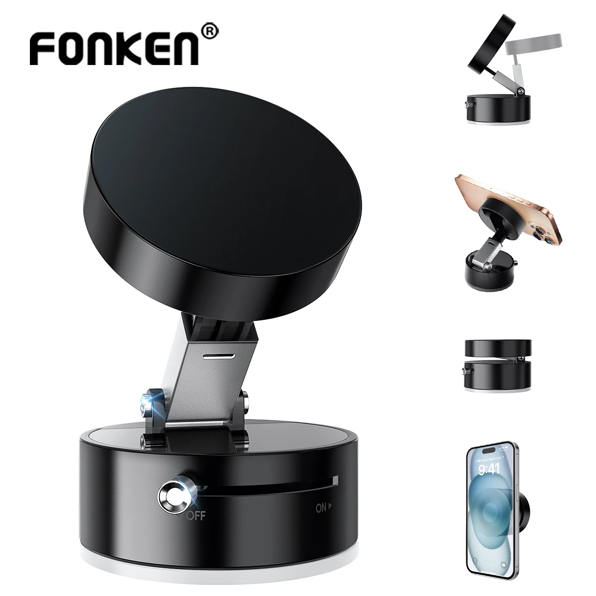 

FONKEN Multi Functional Magnetic Phone Holder Double-Sided Suction Cup Foldable and Rotatable Lazy Phone Holder