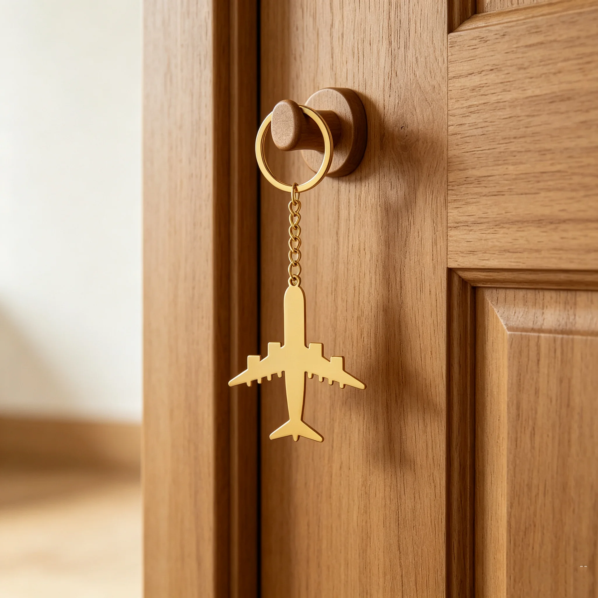 Stainless steel airplane keychain aviation enthusiasts give pilots gifts travel souvenirs for men and women
