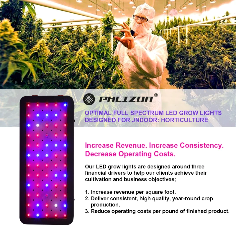 Phlizon Upgraded 600W LED Plant Grow Light Full Spectrum Plant Grow Lamp Double Switch Grow Led for Indoor Plants Veg and Flower