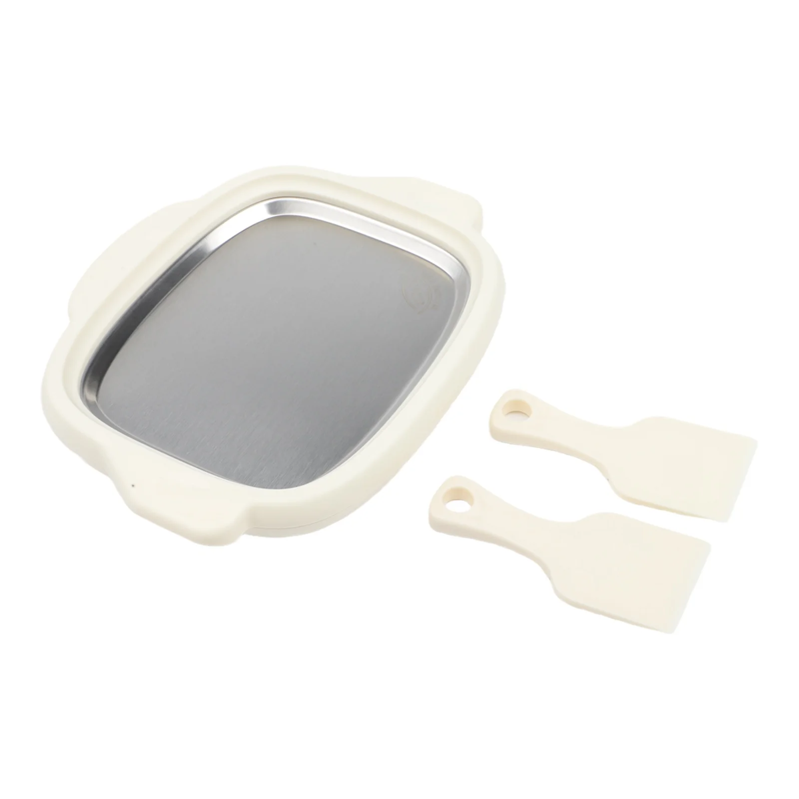 Stainless Steel Ice Cream Maker Kit with Pre Freeze Tray and Scrapers for Making Rolled Ice Cream and Yogurt at Home