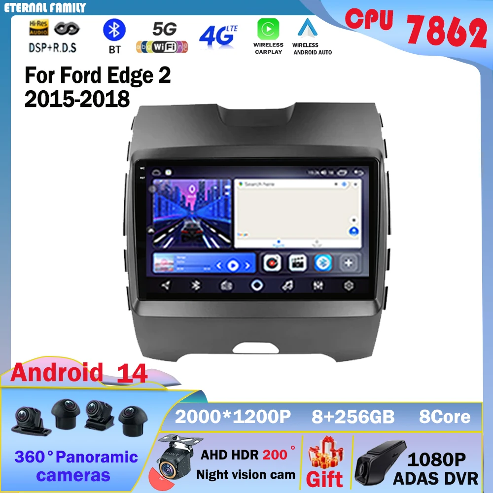 

Carplay Android авто для Ford Edge 2 2015 2016 2017 2018 мультимедийный ТВ Автомобильный GPS lettor видеоплеер Авторадио Навигация радио