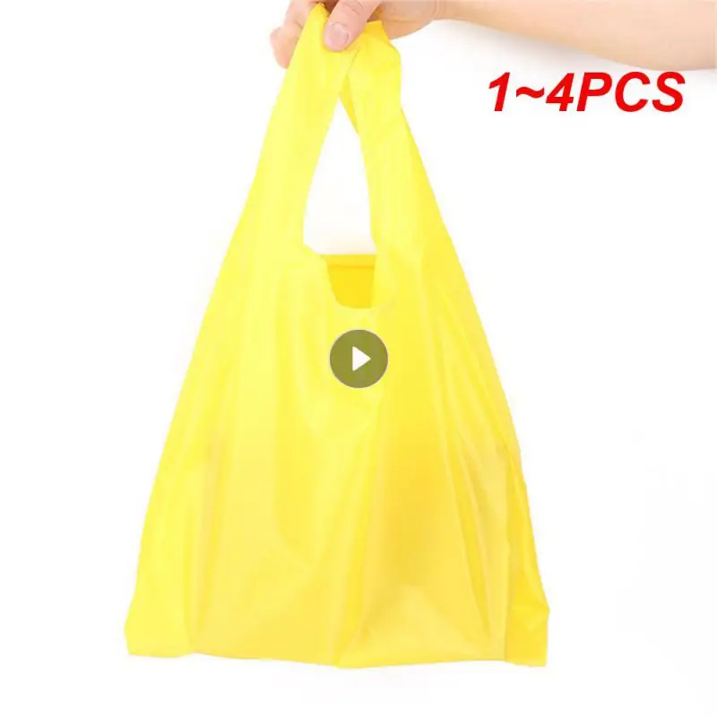 1~4PCS Bag Polyester Foldable Hand Shoulder Reusable Shop Bags Grocery Bags Eco-friendly Shopping Bag