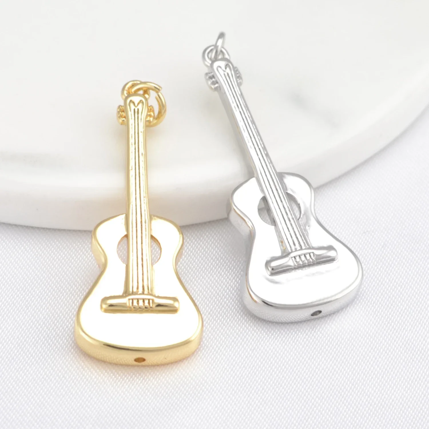 8 Pcs Fashion Pendants DIY Necklace Earring Making Butterfly Guitar Christian Heart Hollow Charms Copper Plated Zircon Jewelry