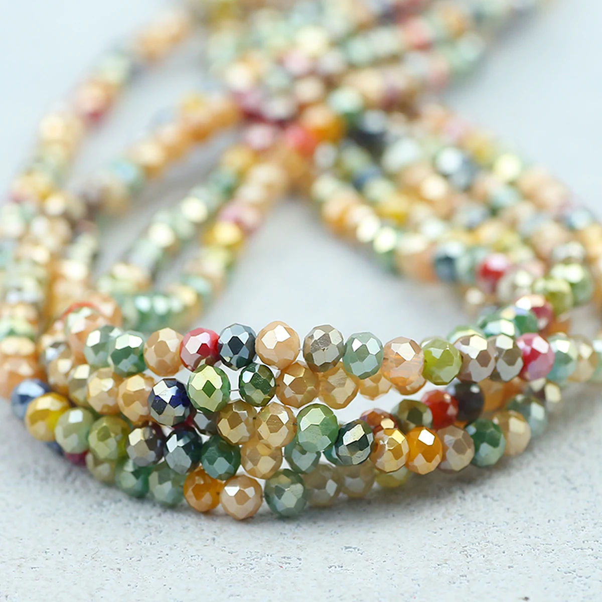 4mm Semi-Plated Mixed-Color Flat Round Crystal Glass Handmade DIY Jewelry Beads Loose Beads Bracelet Accessories