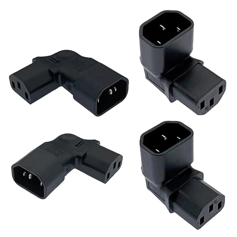 New IEC 320 C14 to C13 90 Degree Angle AC Adapter 3-Pole IEC 3-Pin Male to Female Converter