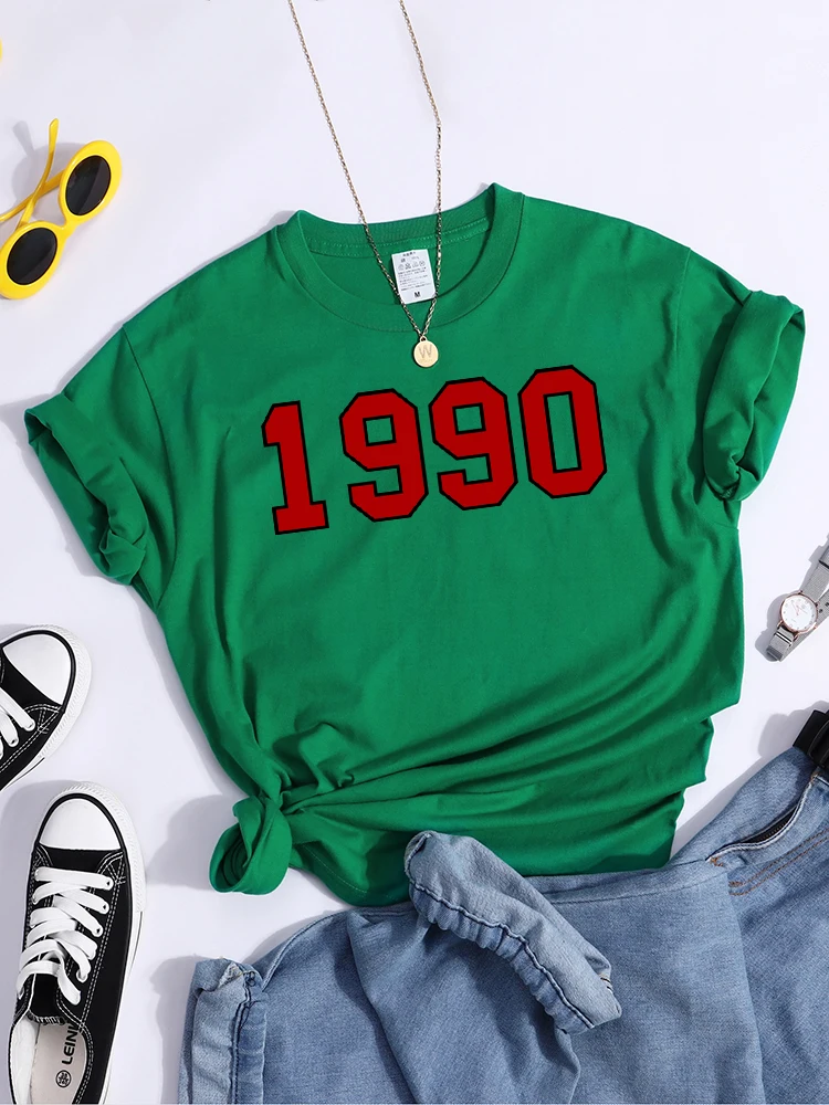 1990 Years Print Woman Tshirt Summer Sport Comfortable Tshirt Vintage Hipster T-Shirts Soft Casual Tops Tee