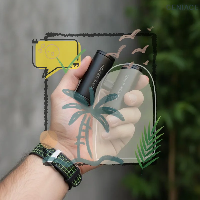 Portable Cylinder Power Bank High Capacity: Fast Charging Outdoor Travel Hiking Business Trip