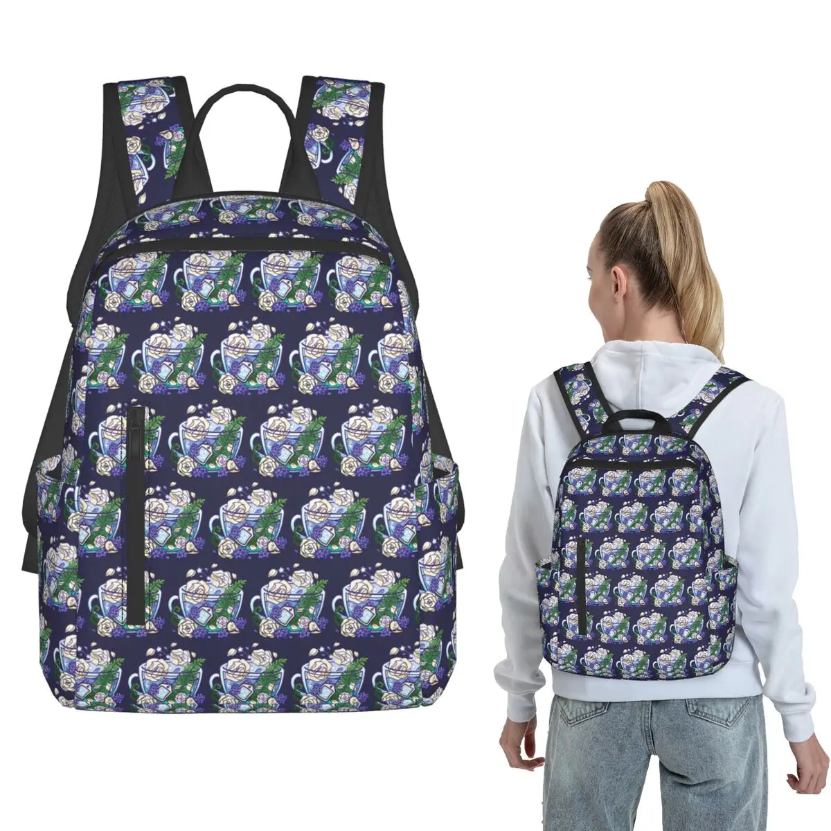 

Cancer Zodiac Teacup Backpack Large Capacity Boys Girls BookBag School Bag Shoulder Bags for Men Women
