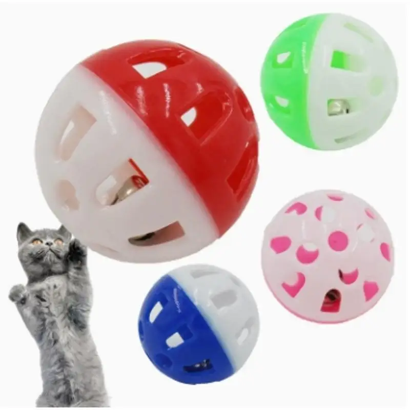 Practical New 2026 5Pcs/Set 4.3cm Hollow Plastic Bell Balls Cat Teasing Toy Christmas Ornament Pet Interactive Play Supply