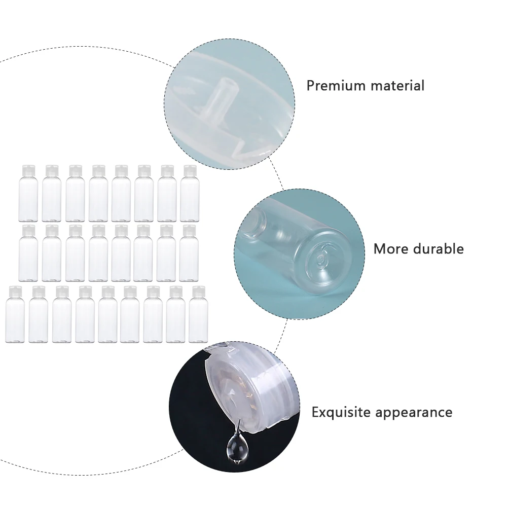 

25pcs PET PP Travel Toiletries Containers Lotion Bottle Clamshell Design White Premium Sealing for Soap Shampoo