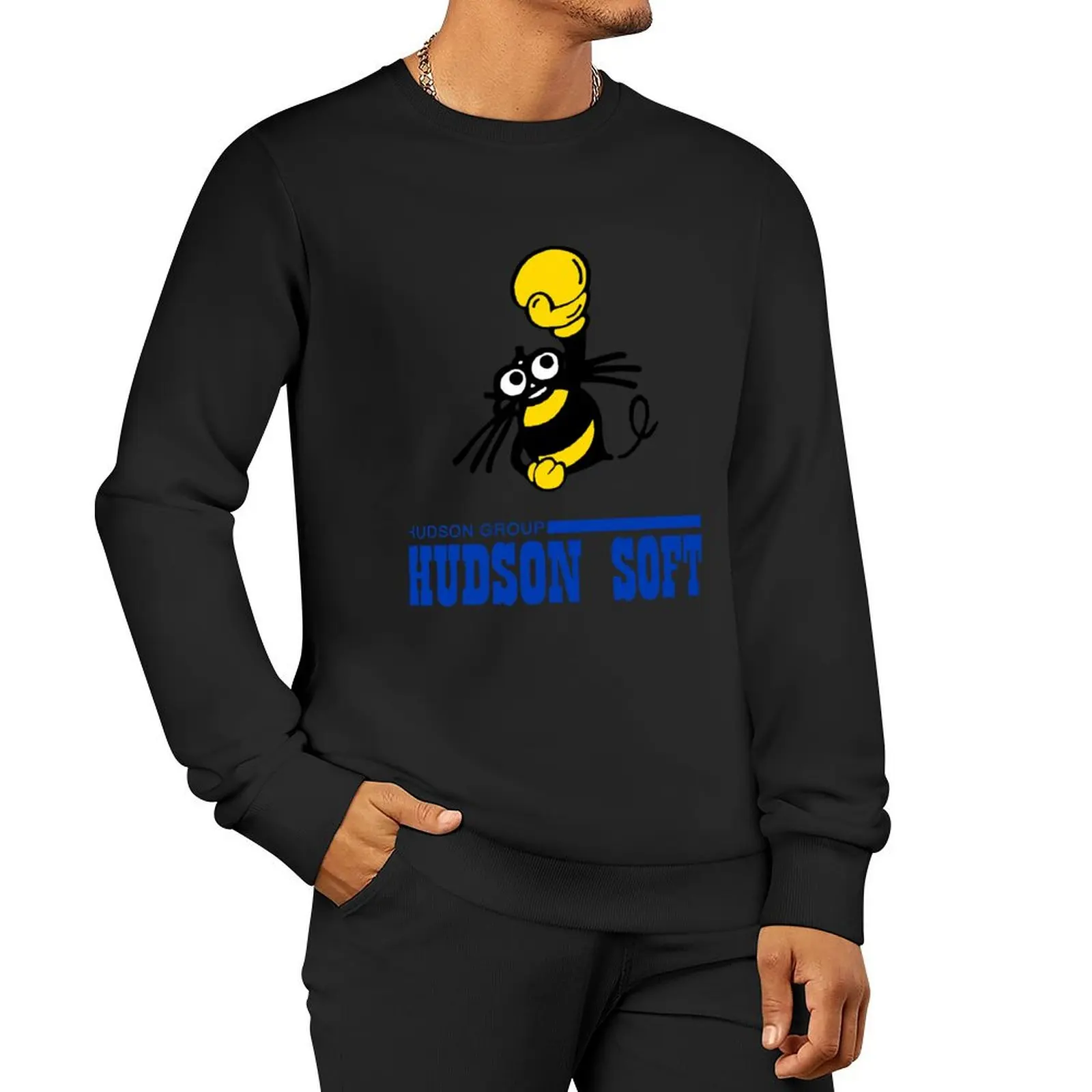 Hudson Soft Boxing Bee Logo Essential Pullover Hoodie japanese style sweatshirts men