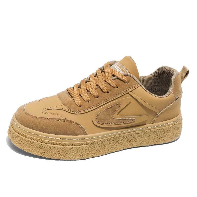 

Trendy shoes, solid color thick soled casual shoes, motorcycle men's shoes
