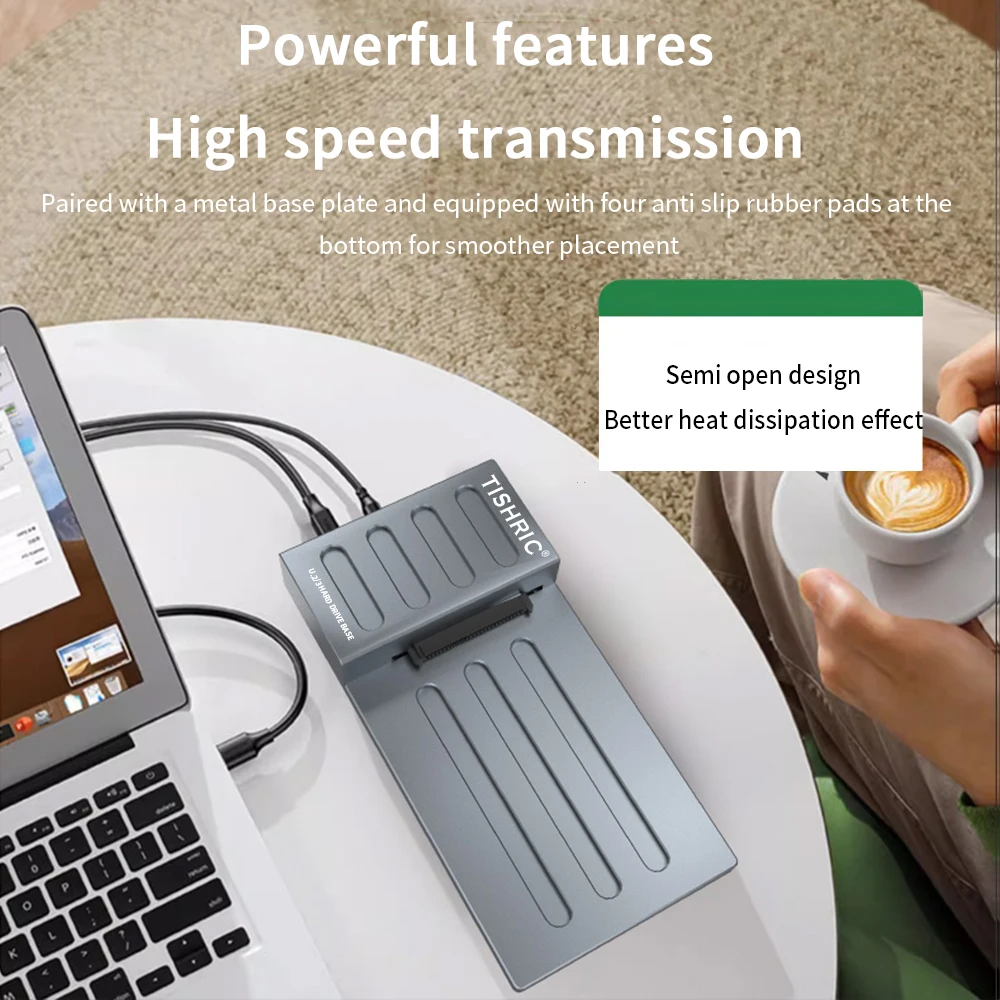 TISHRIC U.2 Nvme To Type-C HDD Enclosure U.2 Hard Drive Base HDD Docking Station Base Independent Power Supply