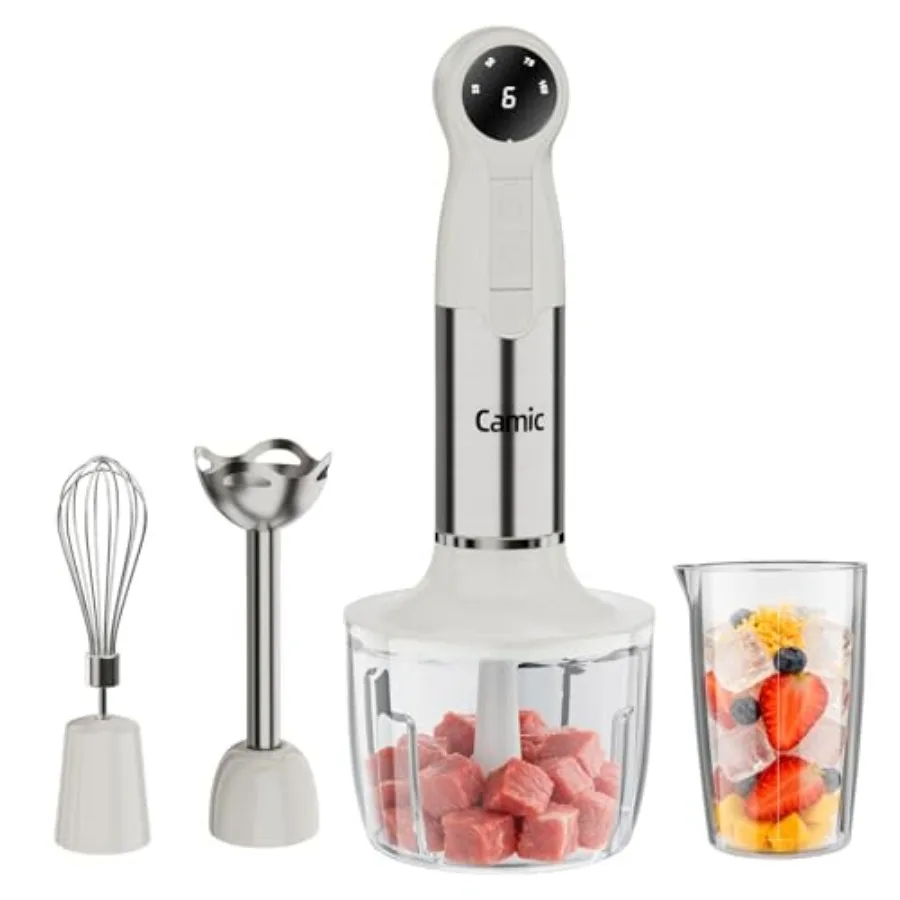 

Cordless Immersion Blender Hand Blenders Set, Variable Speed 4 in 1 Stick Emulsifier with Chopper and Whisk for Soup, Baby Food