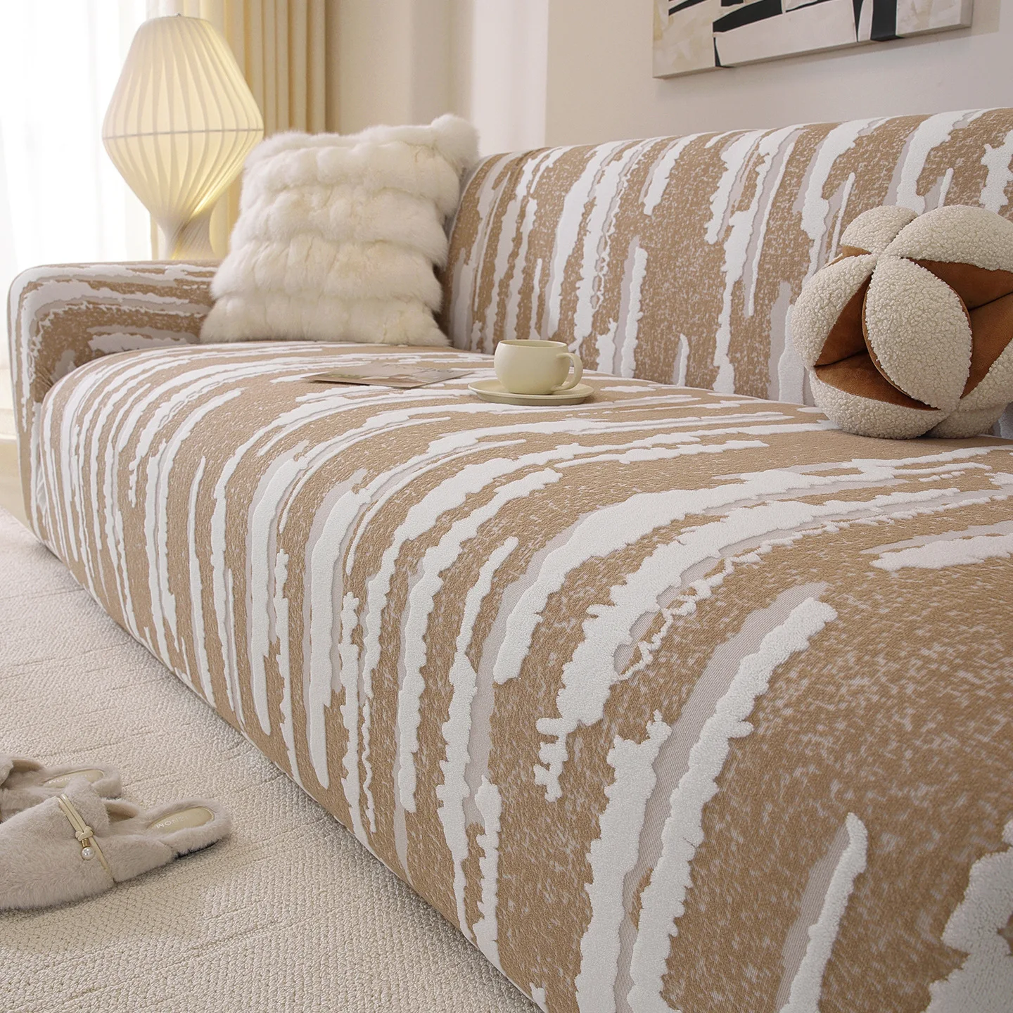 

2026 Fleece Elastic All - in - one Universal Sofa Cover for All Seasons, Washable, Simple Style Sofa Cushion