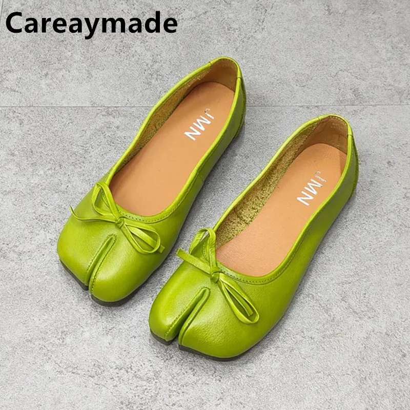 

Careaymade/женская обувь из натуральной кожи на мягкой подошве, туфли-бобы с бантом и неглубоким носком, женские туфли-бобы на плоской подошве