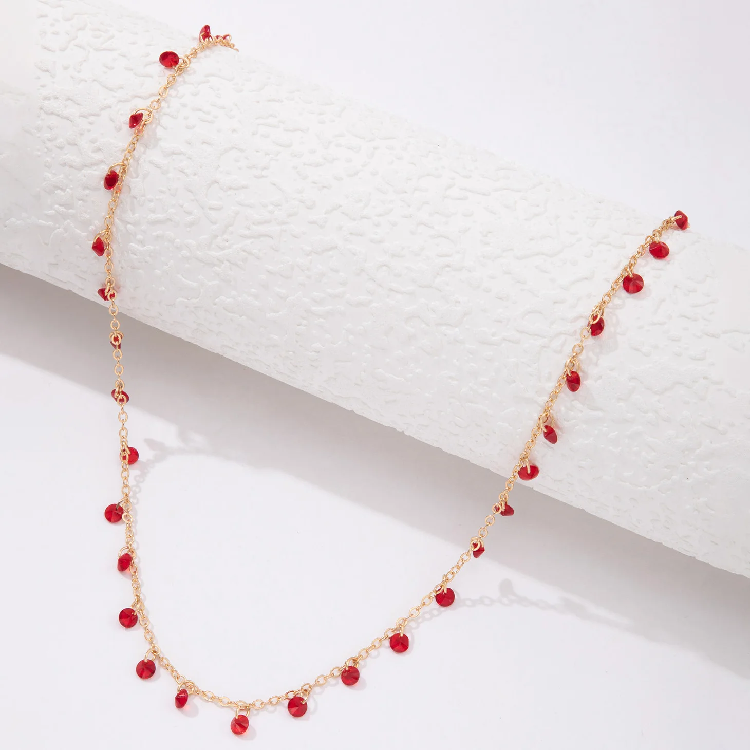 Tocona رائعة خمر الزركون الأحمر المرأة قلادة قلادة الموضة العصرية سلسلة الترقوة القلائد هدايا مجوهرات للبنات