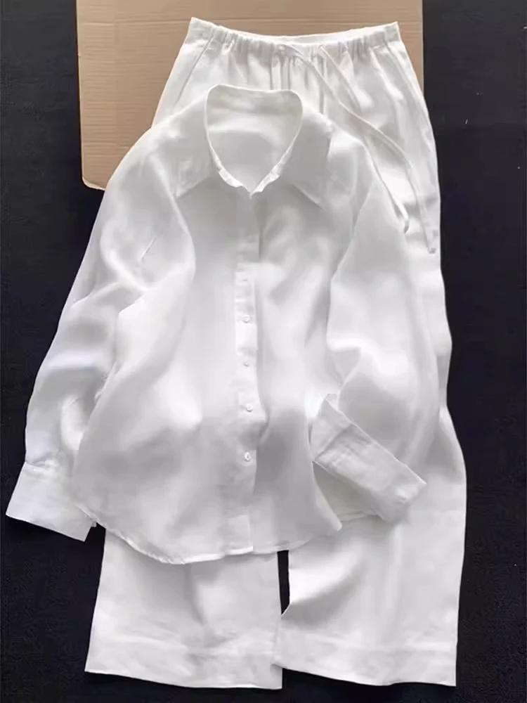 

White Collar Linen Sun Protection Shirt Women Summer Thin Fashion Loose Casual Air Conditioning Cover up Top