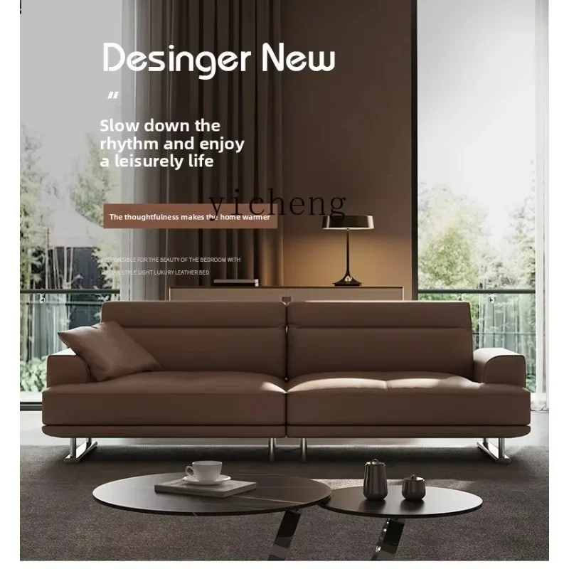 First-layer Cowhide Leather Sofa Three-person Leather Full Leather Sofa Minimalist SofaD18