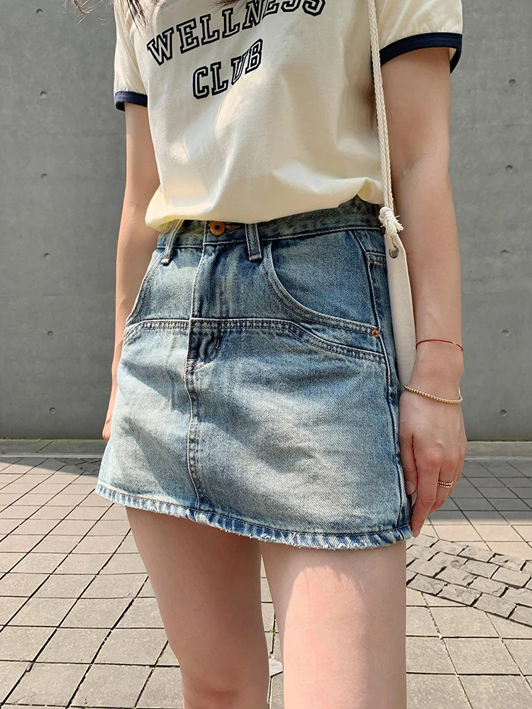 

High Waist Denim Skirt Women's Summer Korean Sle Butt Lifting Slimming Leg Lengthening ort Skirt Spicy Girl