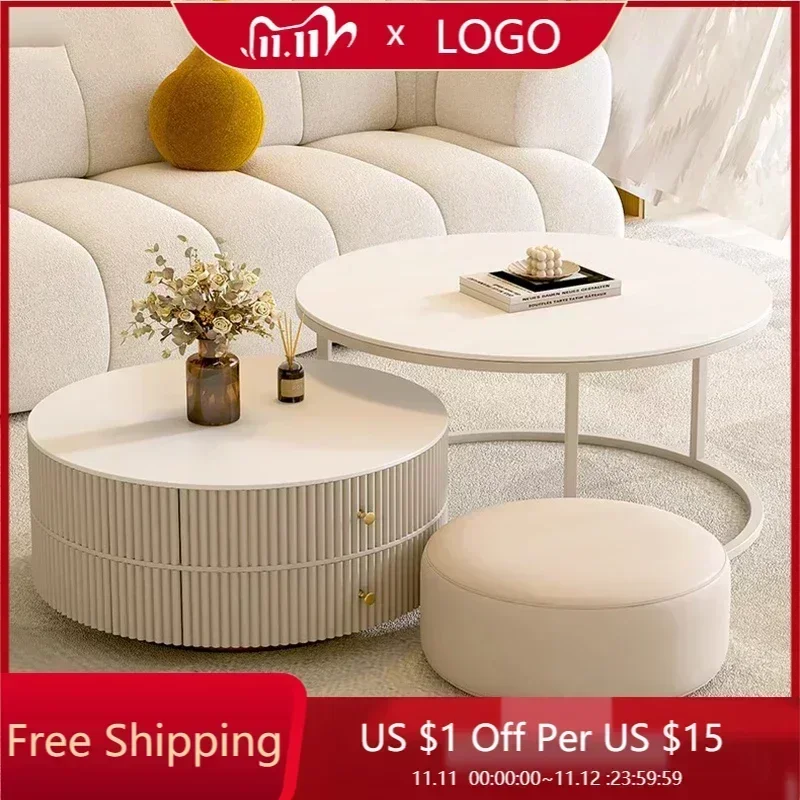 White Vanity Coffee Table Floor Makeup Elegant Design Corner Round Table Modern Liftable Funky Table De Chevet Bedroom Furniture