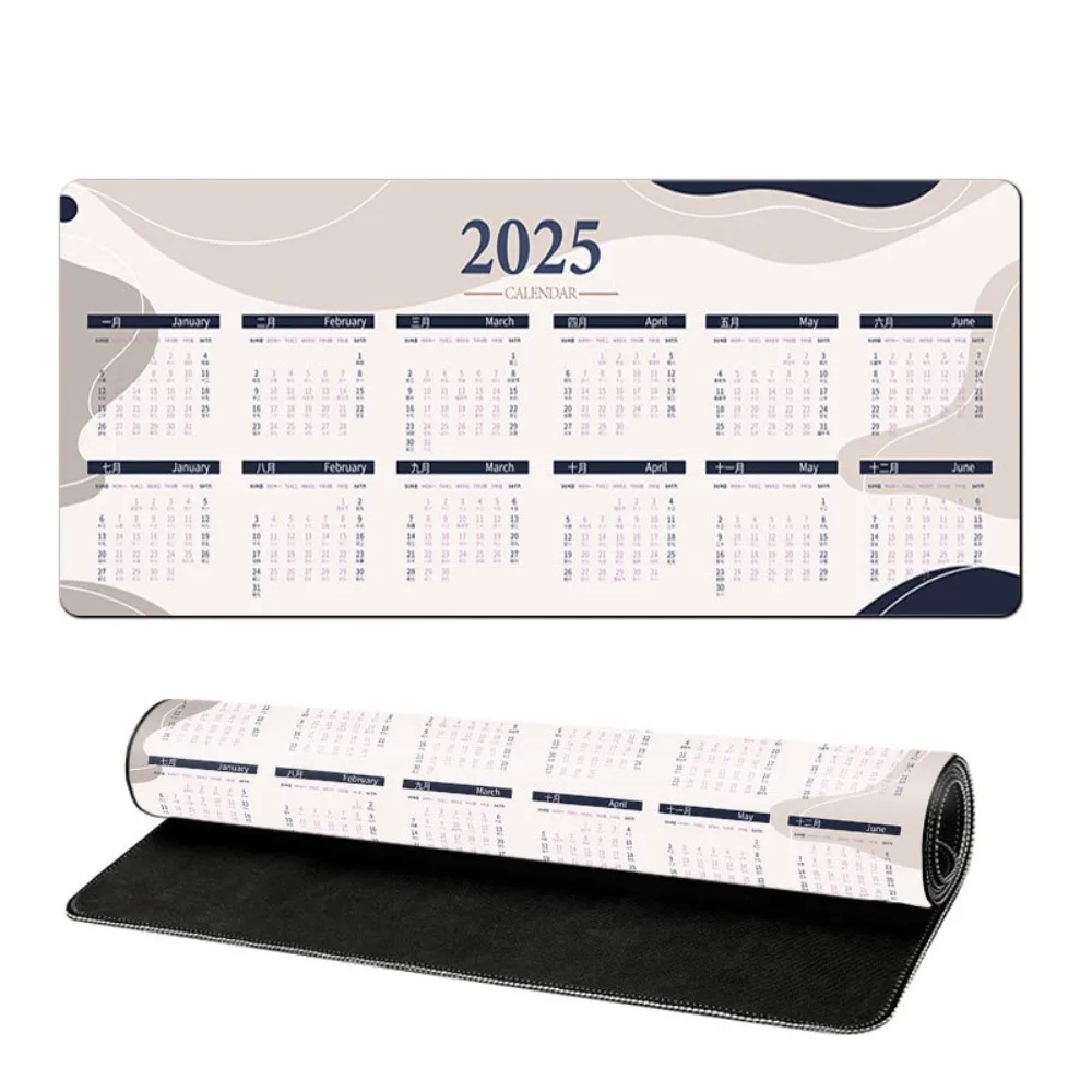 

Creative 2025 Calendar Mouse Pad Smooth 80x30cm 90x40cm Gaming Mouse Pad Stitched Edge Desk Protector Keyboard Mats Home Office